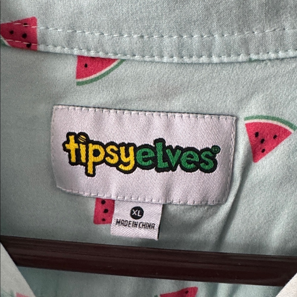 Tipsy Elves watermelon print Casual Button Down shoet sleeve Shirt size XL - Picture 3 of 4